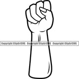 Hand Woman Fist Up Arm Design Element Fist Finger Gesture Position Grab Object Cartoon Mascot Creation Create Art Artwork Creator Business Company Logo Clipart SVG