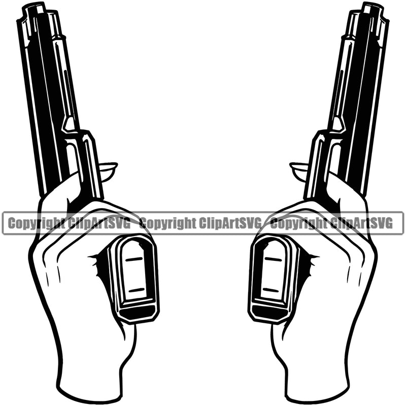 Hand Two Woman Pistol Up Design Element Fist Finger Gesture Position Hold Grab Grabbing Object Cartoon Character Mascot Creation Create Art Artwork Business Company Logo Clipart SVG