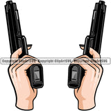 Hand Two Pistol Up Woman Design Element Color Fist Finger Gesture Position Hold Holding Grab Grabbing Object Cartoon Character Mascot Creation Create Art Artwork Creator Business Company Logo Clipart SVG