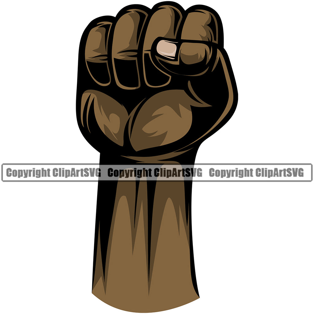 Hand Power Design Element Black African American Fist Finger Gesture Position Hold Holding Grab Grabbing Object Cartoon Character Mascot Creation Create Art Artwork Creator Business Company Logo Clipart SVG