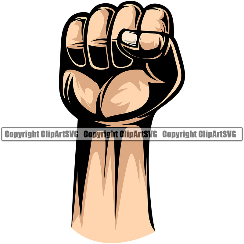 Hand Power Design Element White Caucasian Fist Finger Gesture Position Hold Holding Grab Grabbing Object Cartoon Character Mascot Creation Create Art Artwork Creator Business Company Logo Clipart SVG