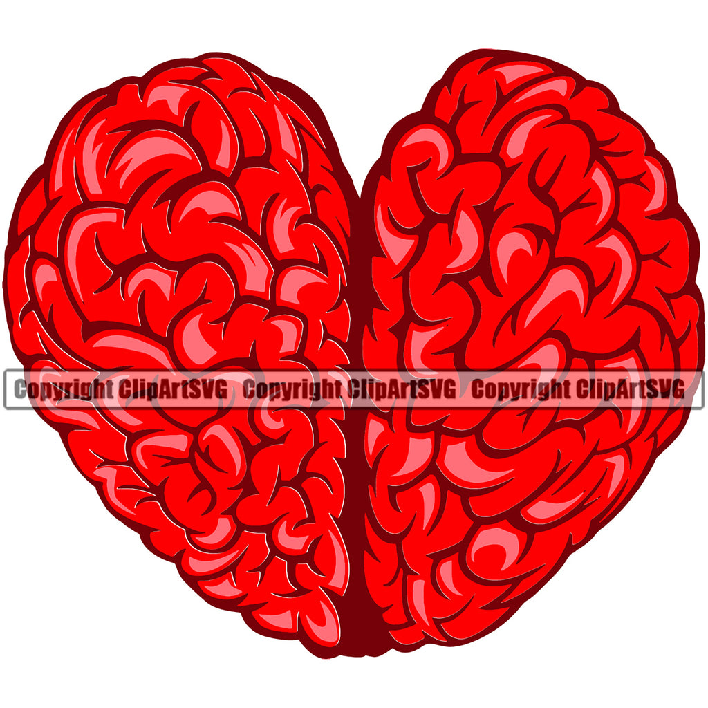 Brain Shaped As A Heart Red Color Vector Design Element Heart Love Romance Romantic Relationship Logo Family Couple Wedding Clipart SVG