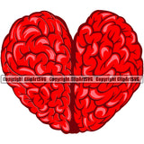 Brain Shaped As A Heart Red Color Vector Design Element Heart Love Romance Romantic Relationship Logo Family Couple Wedding Clipart SVG