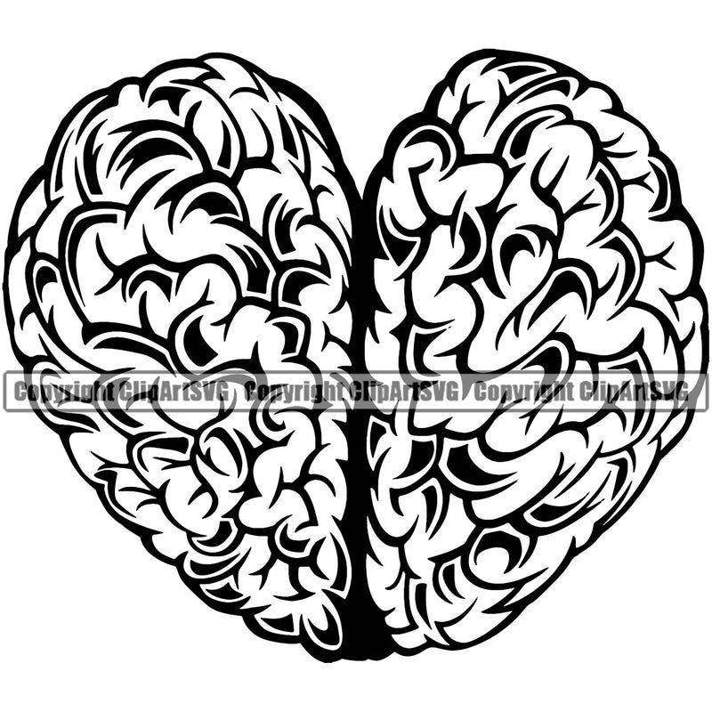 Brain Shaped As A Heart Black And White Color Vector Design Element Heart Love Romance Romantic Relationship Logo Family Couple Wedding Clipart SVG
