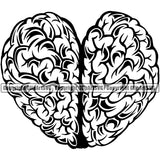 Brain Shaped As A Heart Black And White Color Vector Design Element Heart Love Romance Romantic Relationship Logo Family Couple Wedding Clipart SVG