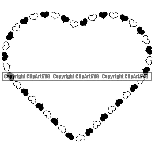 Heart Symbol Design White And Black Color Heart Design Element White Background Brush Outline Background Border Design Element Love Romance Romantic Relationship Family Couple Wedding Logo Clipart SVG