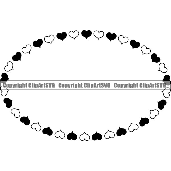 Heart Symbol Make Oval Circle Design Element White Background Outline Background Border Design Element Love Romance Romantic Relationship Family Couple Wedding Logo Clipart SVG
