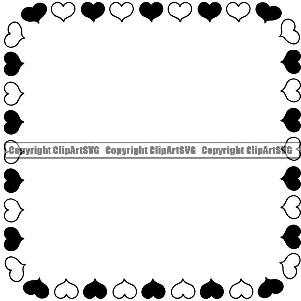 Heart Symbol Make Square Design Element Outline White Color Background Border Design Element Love Romance Romantic Relationship Family Couple Wedding Logo Clipart SVG