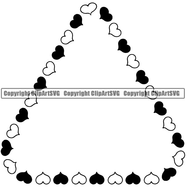 Triangle Make Heart Symbol Design Element Black And White Color Heart Outline White Background Border Design Element Love Romance Romantic Relationship Family Couple Wedding Logo Clipart SVG