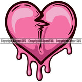 Broken Heart Blood Dripping Pink Color Vector Design Element Heart Love Romance Romantic Relationship Logo Family Couple Wedding Clipart SVG
