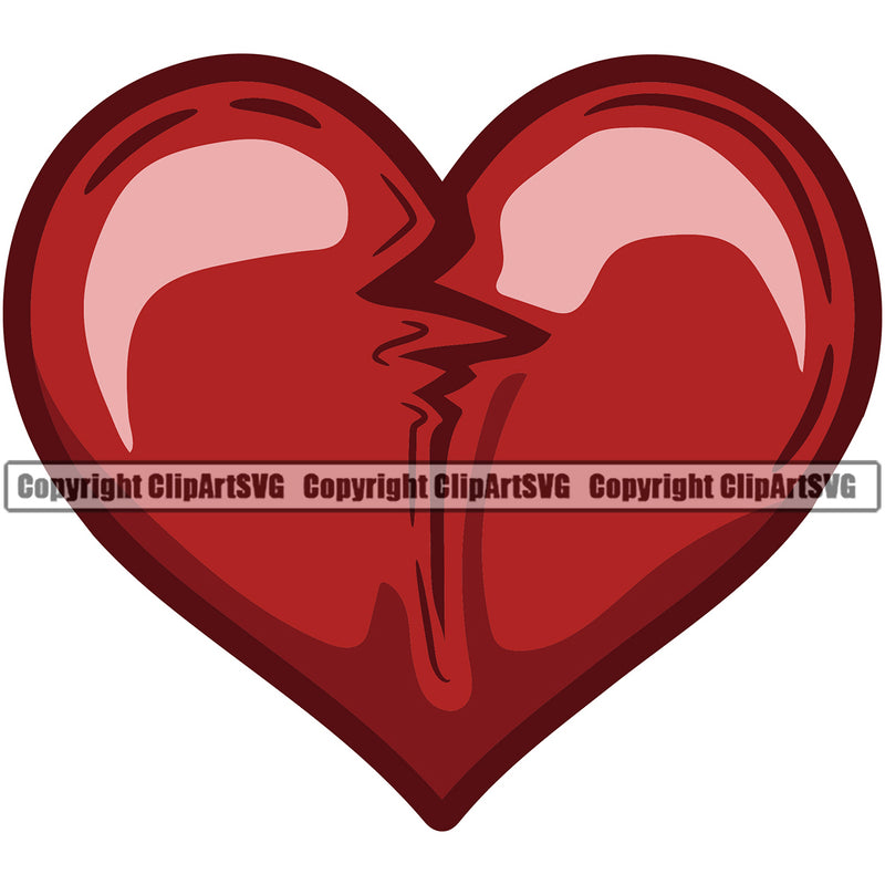 Red Broken Heart Vector Design Element Heart Love Romance Romantic Relationship Logo Family Couple Wedding Clipart SVG