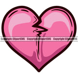 Broken Heart Crack Dripping Pink Color Vector Design Element Heart Love Romance Romantic Relationship Logo Family Couple Wedding Clipart SVG