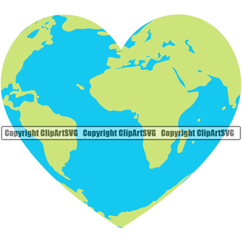 Earth Heart Global World Beating Heart Royalty Vector Design Element Heart Love Romance Romantic Relationship Logo Family Couple Wedding Clipart SVG