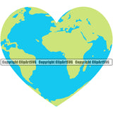 Earth Heart Global World Beating Heart Royalty Vector Design Element Heart Love Romance Romantic Relationship Logo Family Couple Wedding Clipart SVG