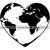 Earth Heart Global World Beating Heart Royalty Black And White Color Vector Design Element Heart Love Romance Romantic Relationship Logo Family Couple Wedding Clipart SVG