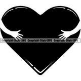 Heart With Hugging Arms Love Yourself Symbol Silhouette Vector Black Color Design Element Heart Love Romance Romantic Relationship Logo Family Couple Wedding Clipart SVG