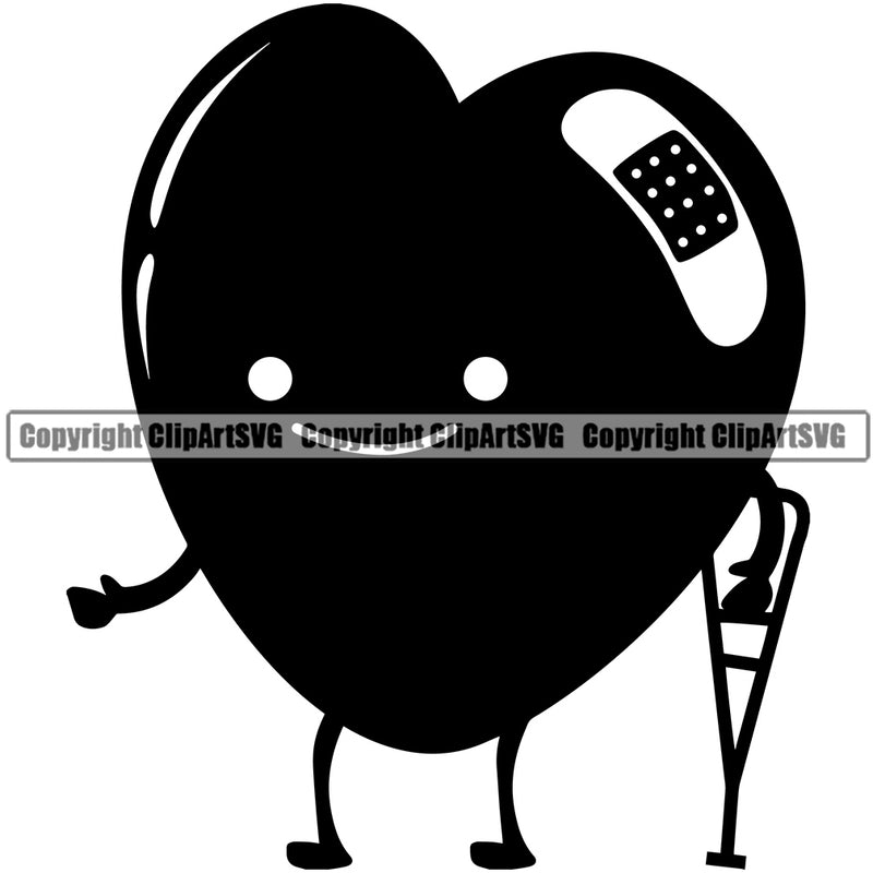 Broken Heart Wound Care Crutch Heal Fix Love Family Care Art Design Quote Symbol Vector Design Element Heart Love Romance Romantic Relationship Logo Family Couple Wedding Clipart SVG