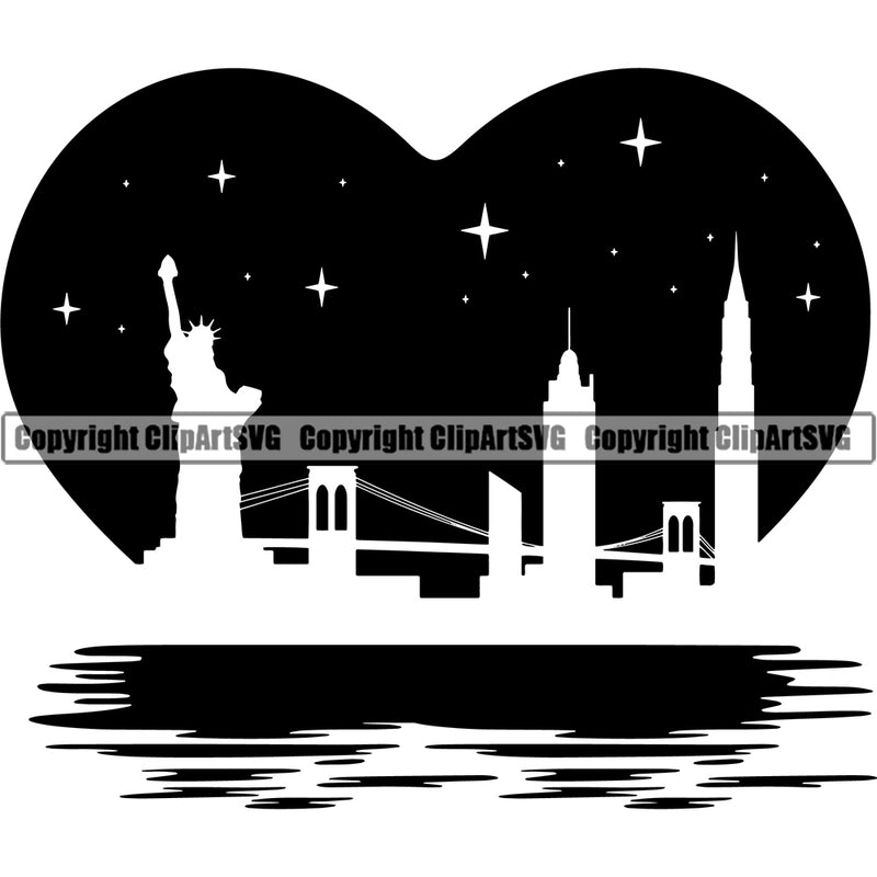 New York City Heart Shape Love Shaped Family Care Art Design Quote Sign Symbol Design Element Heart Love Romance Romantic Relationship Logo Family Couple Wedding Clipart SVG