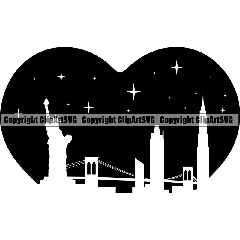 New York City Heart Shape Love Shaped Family Care Symbol Art Design Element Heart Love Romance Romantic Relationship Logo Family Couple Wedding Clipart SVG