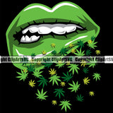 Lips Marijuana Pot Leaf Drip Dripping Green Color Black Back Ground Leaf Design Element Face Sexy Mouth Head Artwork Creator Business Company Logo Character Mascot Creation Create Art Clipart SVG