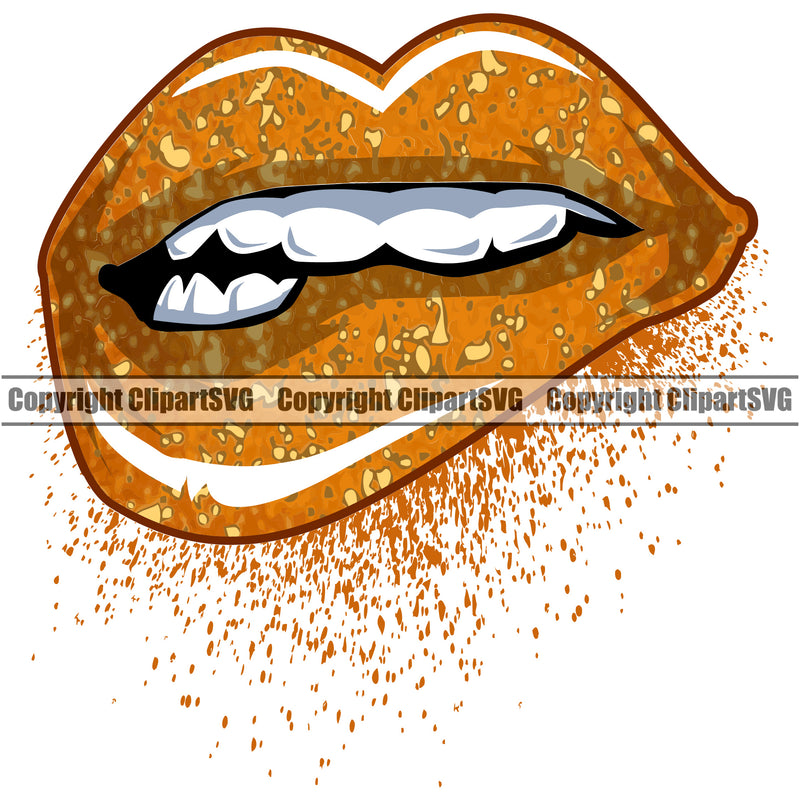 Lips Bite Biting Glitter Drip Dripping Woman Female Girl Lady Design Element Face Mouth Position Head Character Mascot Creation Create Art Artwork Creator Business Company Logo Clipart SVG