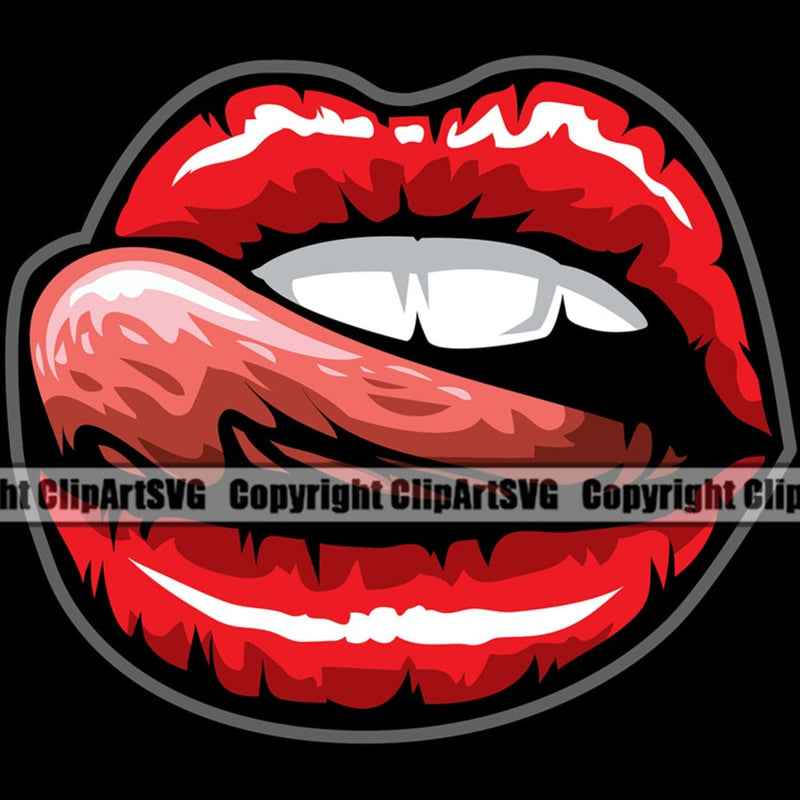 Lips Red Colo Black Background Design Element Face White Teeth Sexy Mouth Position Head Cartoon Character Mascot Creation Create Art Artwork Creator Business Company Logo Clipart SVG