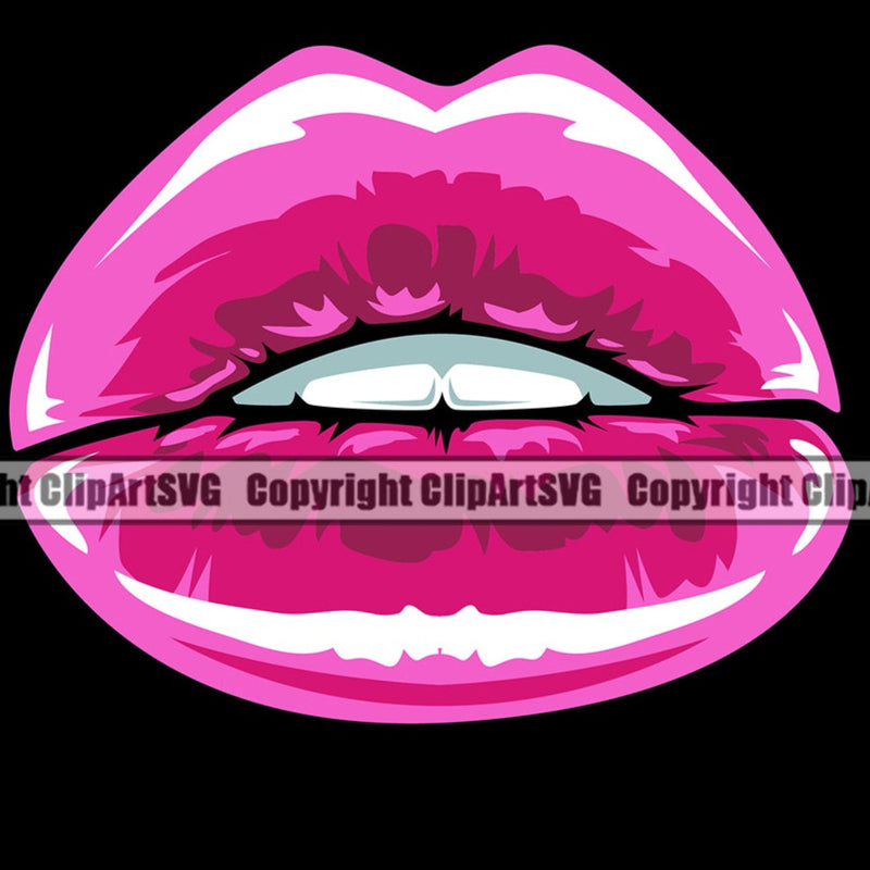 Lips Pink Color Black Color Design Element Face Sexy Mouth Position Woman Female Girl Lady Mascot Creation Create Art Artwork Creator Business Company Logo Clipart SVG