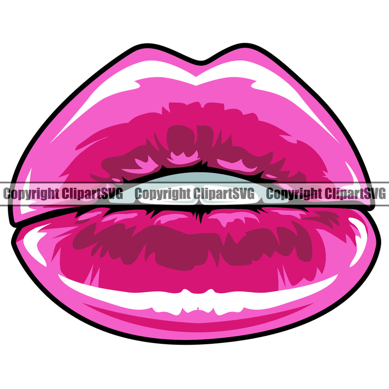 Lips Pink Color White Design Element Face Sexy Mouth Position Character Woman Female Girl Lady Mascot Creation Create Artwork Creator Business Logo Clipart SVG
