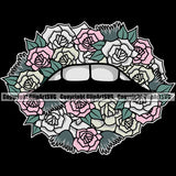 Lips Rose Flower Color Woman Female Girl Lady Design Element Face Sexy Mouth Position Head Cartoon Character Mascot Creation Create Art Artwork Creator Business Company Logo Clipart SVG