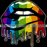 Lips Kiss Bite Lip Rainbow Color Gay Lesbian LGBT Flag Rainbow Color Design Element White Teeth Face Sexy Mouth Position Cartoon Character Creation Create Art Artwork Creator Business Company Logo Clipart SVG