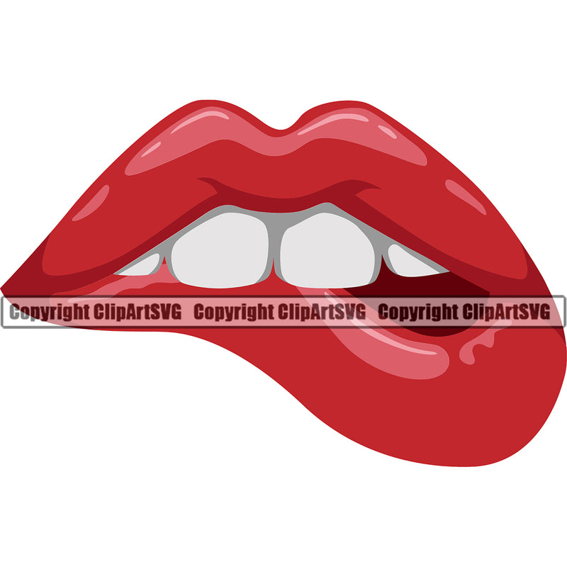 Lips Red Color Design Element White Teeth Face Sexy Mouth Position Character Mascot Creation Create Woman Female Girl Lady Artwork Creator Business Company Logo Clipart SVG