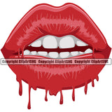 Lips Blood Drip Bloody Dripping Horror Red Color White Teeth Woman Female Girl Lady Design Element Creator Business Company Logo Face Sexy Mouth Position Head Cartoon Character Mascot Creation Create Art Artwork Clipart SVG