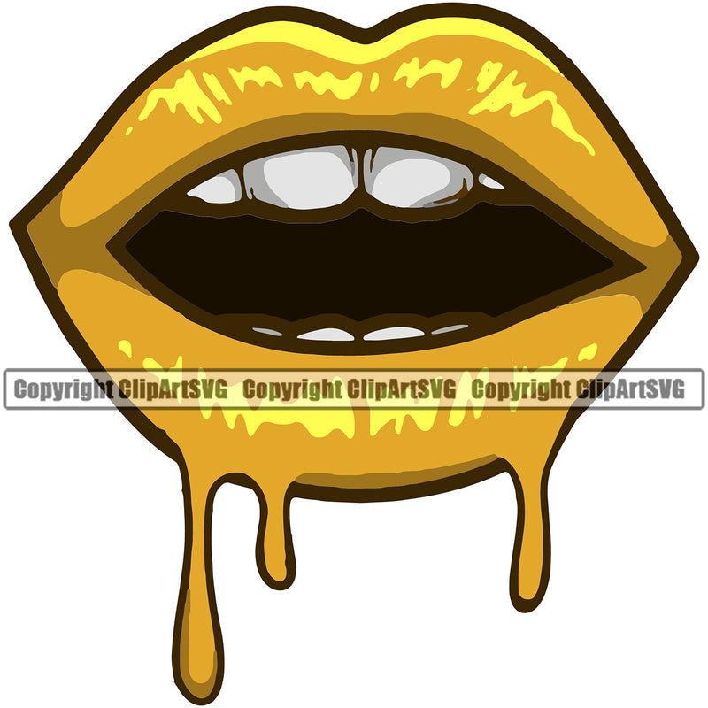 Lips Bite Dripping White Teeth Design Element Face Woman Female Girl Lady Sexy Mouth Position Head Cartoon Character Mascot Creation Create Art Artwork Creator Business Company Logo Clipart SVG