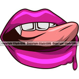 Lips Blood Dripping Color Design Element Face Sexy Mouth Position Head Cartoon Character Mascot Creation Create Art Artwork Creator Business Company Logo Clipart SVG