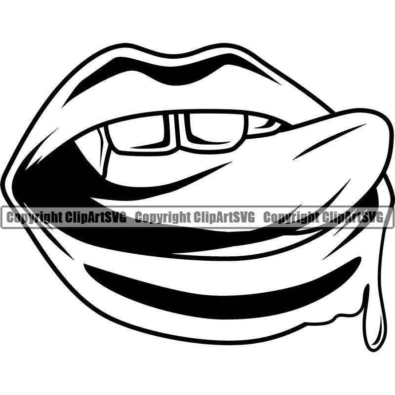 Lips Dripping Woman Female Girl Lady Design Element Face Sexy Mouth Head Cartoon Mascot Creation Create Art Artwork Creator Business Company Logo Clipart SVG