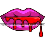 Lips Blood Dripping Color Design Element Face Sexy Mouth Position Head Cartoon Woman Female Girl Lady Mascot Creation Create Art Artwork Creator Business Company Logo Clipart SVG