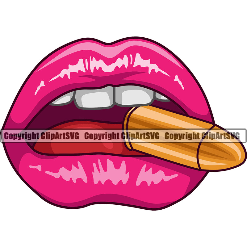 Lips Bullet White Teeth Color Design Element Face Sexy Mouth Position Cartoon Character Mascot Creation Create Art Artwork Creator Business Company Logo Clipart SVG