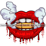 Lips Bullet Dripping Smoke Design Element Face Sexy Mouth Position Woman Female Girl Lady Cartoon Character Mascot Creation Create Art Artwork Creator Business Company Logo Clipart SVG