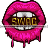 Lips Swag Charm Bite Dripping Design Element Face Sexy Mouth Position Head Cartoon Character Mascot Creation Create Art Artwork Creator Business Company Logo Clipart SVG
