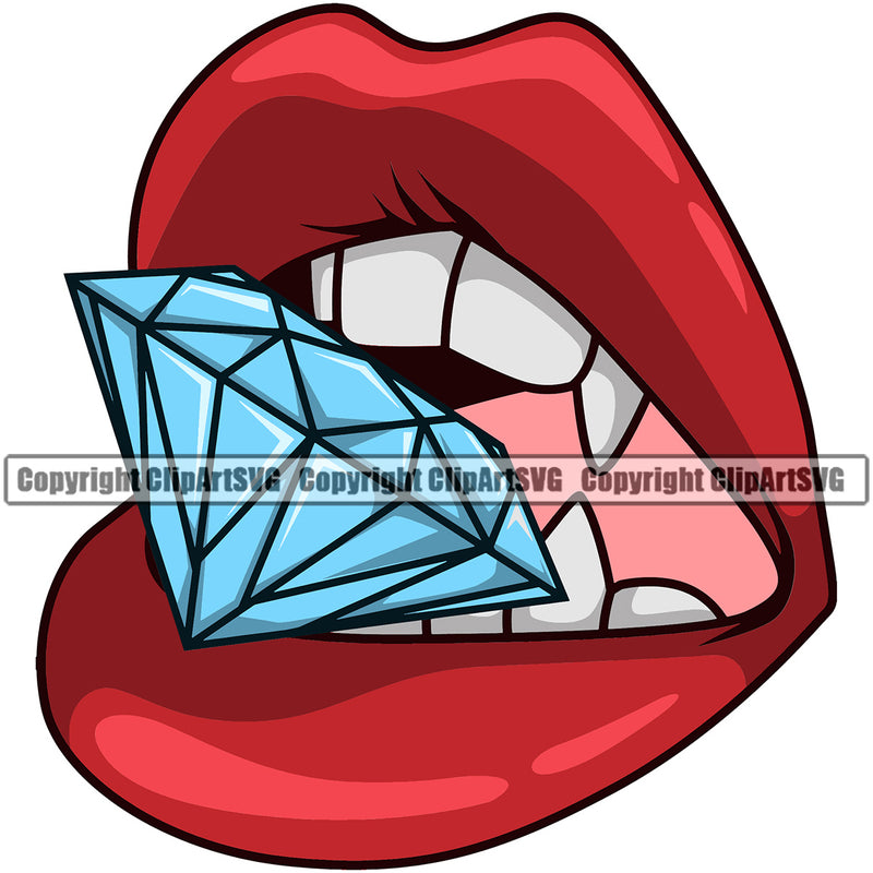 Lips Diamond Color Design Element Face Sexy Mouth Position Head Woman Female Girl Lady Cartoon Character Mascot Creation Create Art Artwork Creator Business Company Logo Clipart SVG