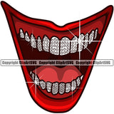 Lips Diamond Mouth Design Element Face Evil Sinister Grin Grinning Mouth Position Head Cartoon Character Mascot Creation Create Art Artwork Creator Business Company Logo Clipart SVG