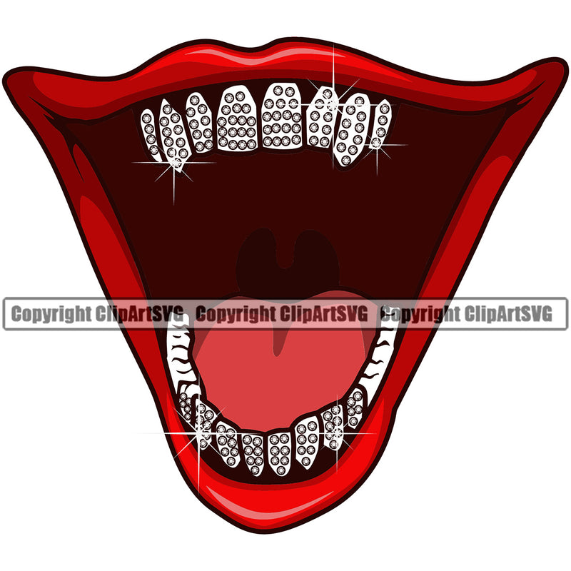 Lips Diamond Mouth Clown Design Element Face Sexy Mouth Position Head Cartoon Character Mascot Creation Create Art Artwork Creator Business Company Logo Clipart SVG