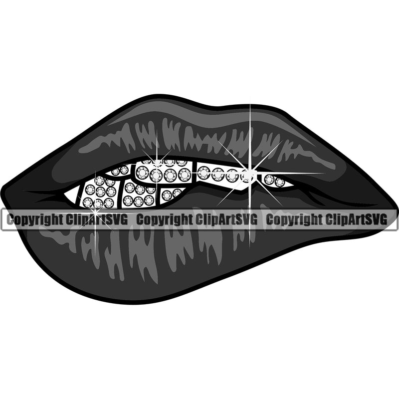 Lips Diamond Teeth Design Element Face Sexy Mouth Position White Head Cartoon Character Mascot Creation Create Art Artwork Creator Business Company Logo Clipart SVG