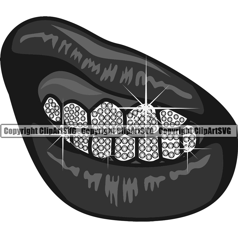 Lips Teeth Diamond Design Element Face White Color Mouth Position Head Cartoon Character Mascot Creation Create Art Artwork Creator Business Company Logo Clipart SVG