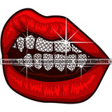 Lips Diamond Teeth White Shine Design Element Face Sexy Mouth Position Cartoon Mascot Creation Create Art Artwork Creator Business Company Logo Clipart SVG