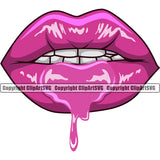 Lips Pink Color Drip Design Element White Teeth Face Sexy Mouth Position Head Cartoon Character Mascot Creation Create Art Artwork Creator Business Company Logo Clipart SVG