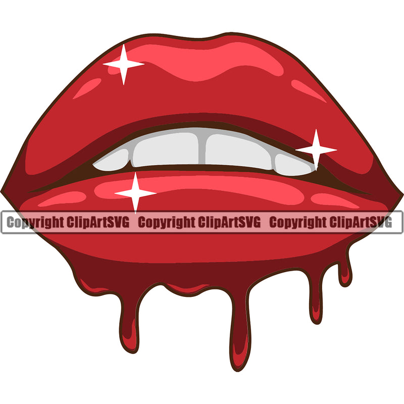 Lips Blood Drip Bloody Dripping Horror Red Color Design Element White Color Teeth Face Sexy Mouth Position Head Cartoon Character Mascot Creation Create Art Artwork Creator Business Company Logo Clipart SVG