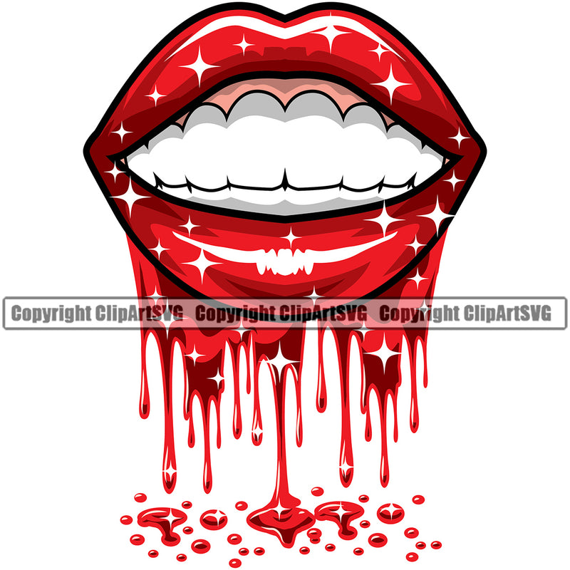 Lips Blood Drip Bloody Dripping Horror Design Element Face Sexy Mouth Position Head Cartoon Woman Female Girl Lady Mascot Creation Create Art Artwork Creator Business Company Logo Clipart SVG