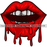 Lips Blood Drip Bloody Dripping Horror White Teeth Design Element Face Sexy Mouth Position Head Cartoon Character Mascot Creation Create Art Artwork Creator Business Company Logo Clipart SVG