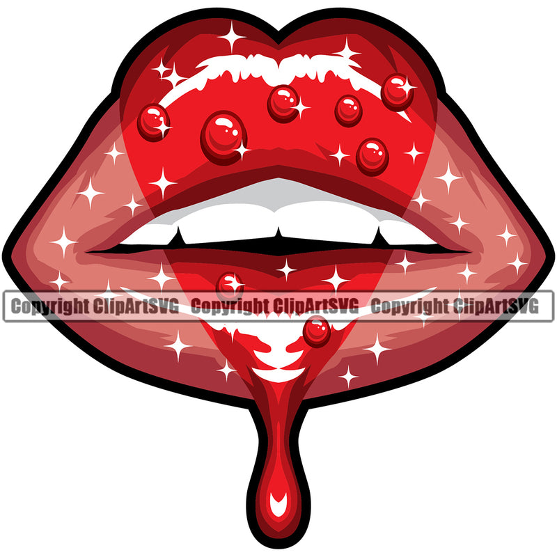 Lips Heart Drip White Teeth Design Element Face Sexy Mouth Position Head Cartoon Character Mascot Creation Create Art Artwork Creator Business Company Logo Clipart SVG